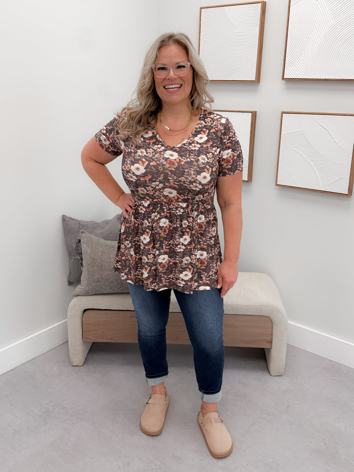 Sarah Ruffle Short Sleeve in Blushwood