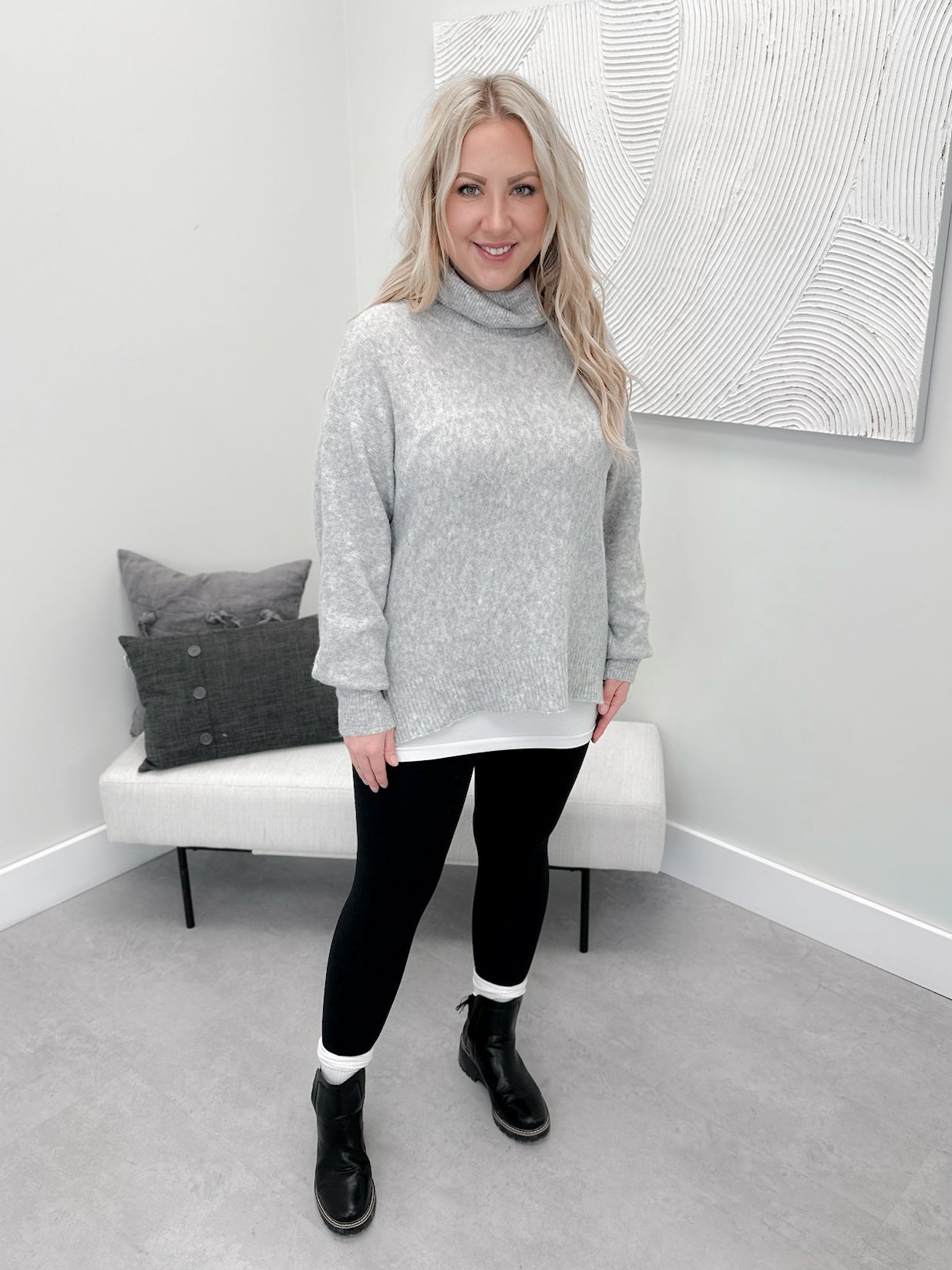 Raegan Turtle Neck Sweater in Grey