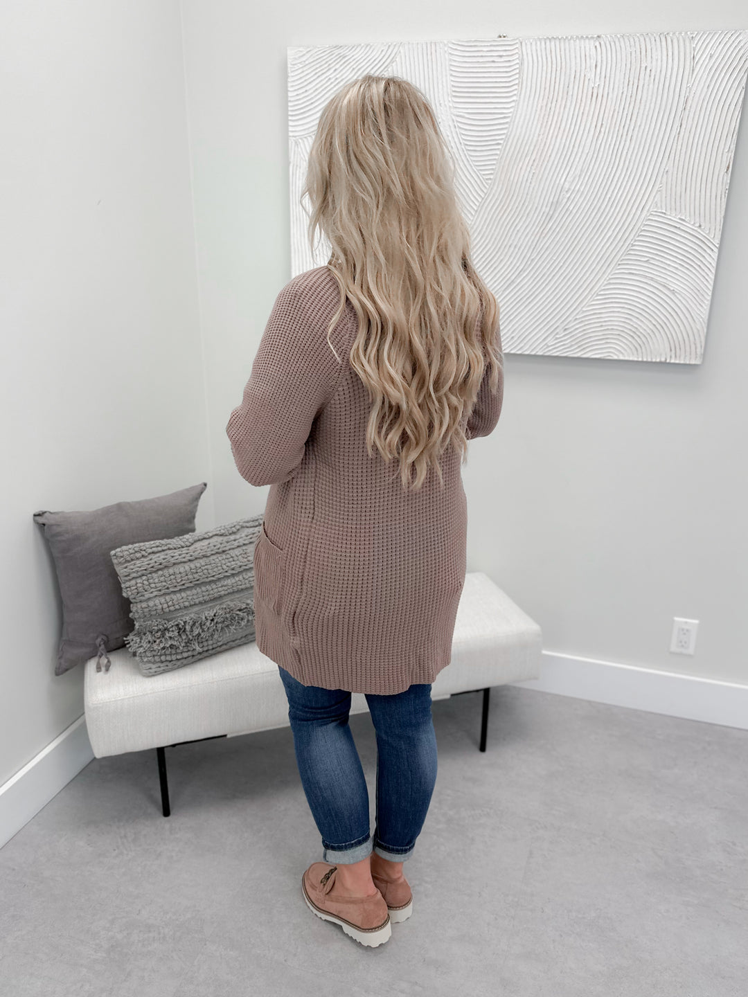 Kody Waffle Knit Cardi in Cocoa