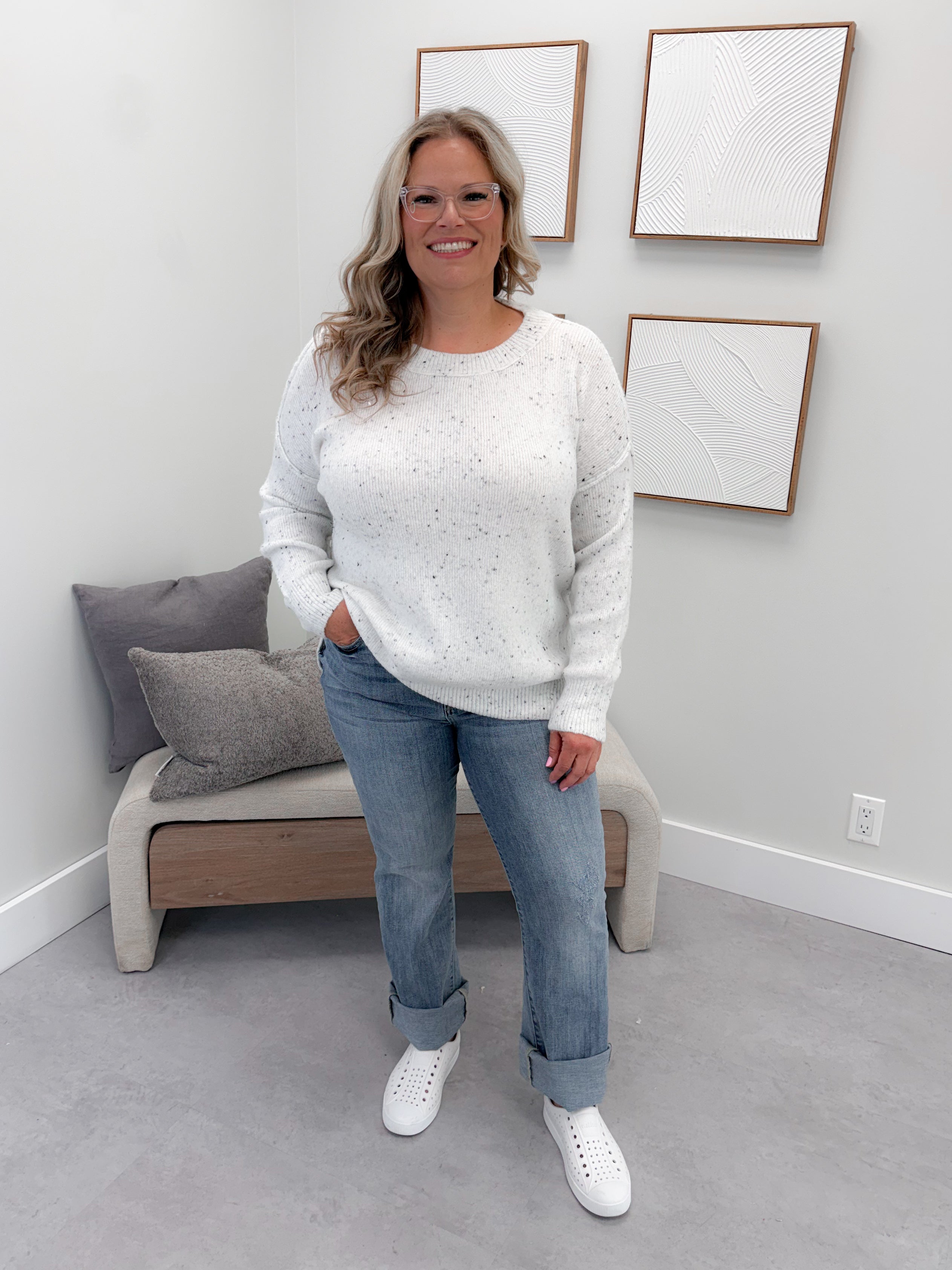 Britton Speckled Sweater in Ivory