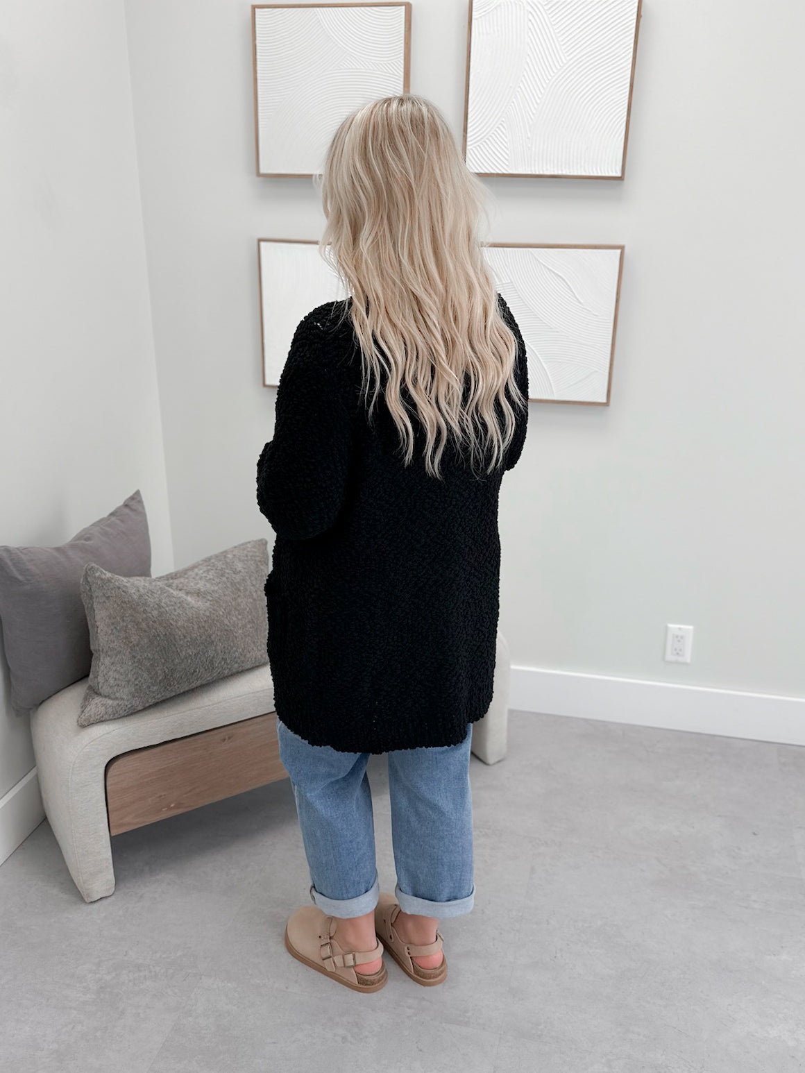 Piper Popcorn Cardigan in Black