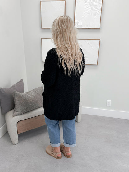 Piper Popcorn Cardigan in Black