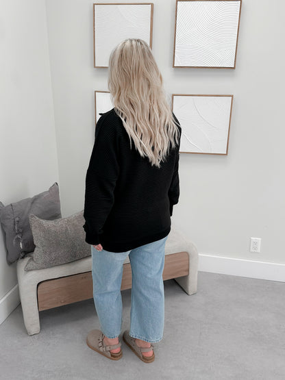 Tatum Quarter Zip in Black