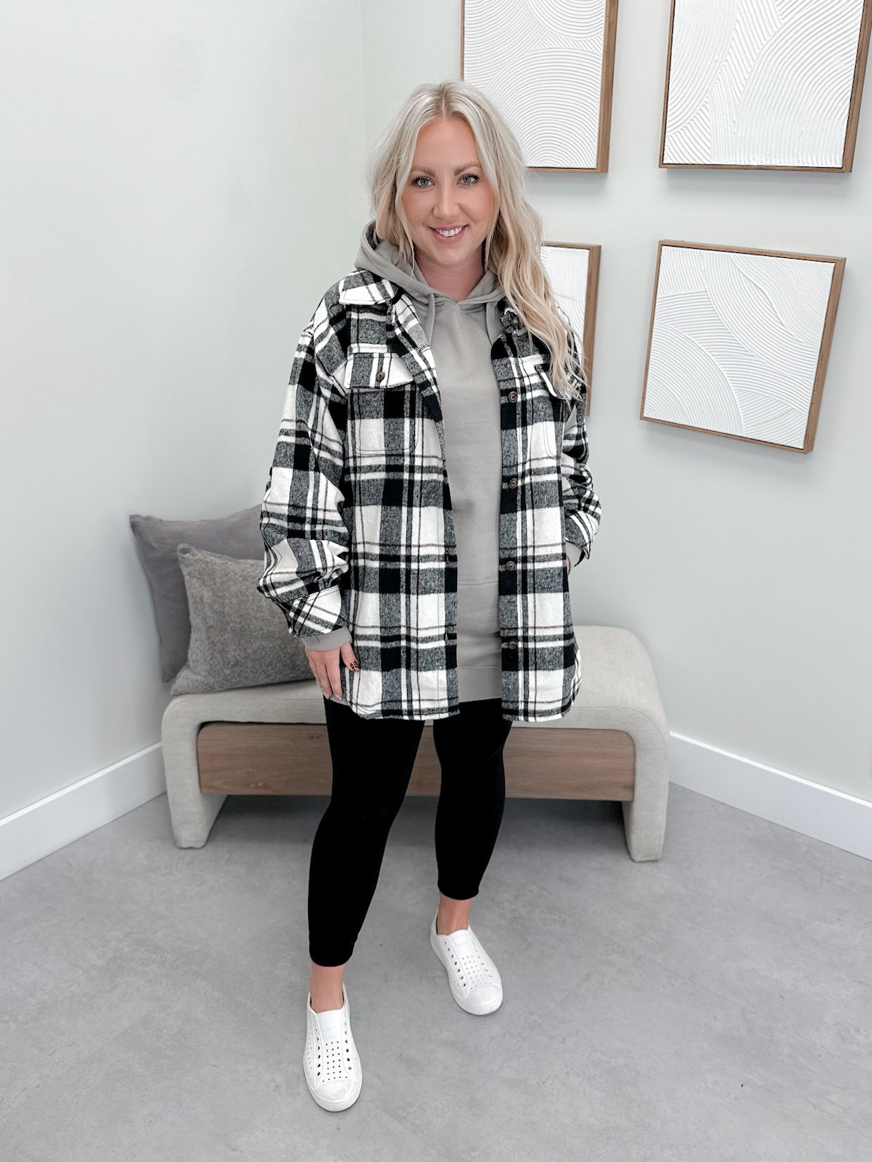 Dayton Shacket in Black Plaid