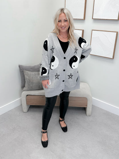 Yin Yang Cardigan in Grey