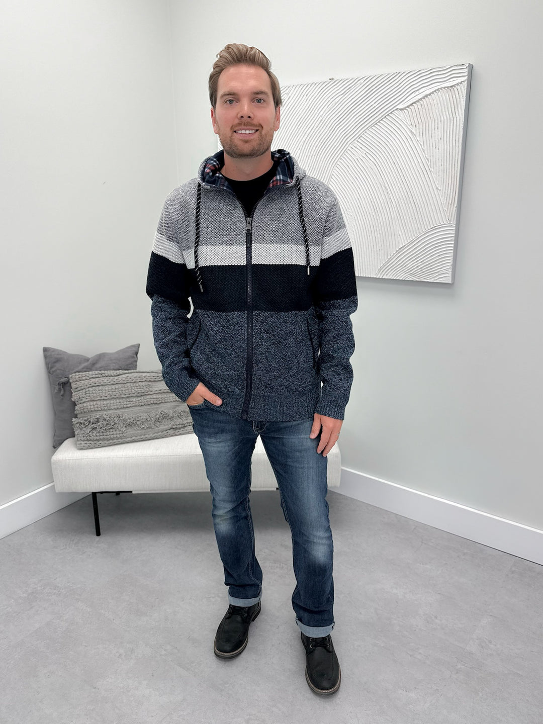 Mens Ernest Sweater Hoodie in Blue