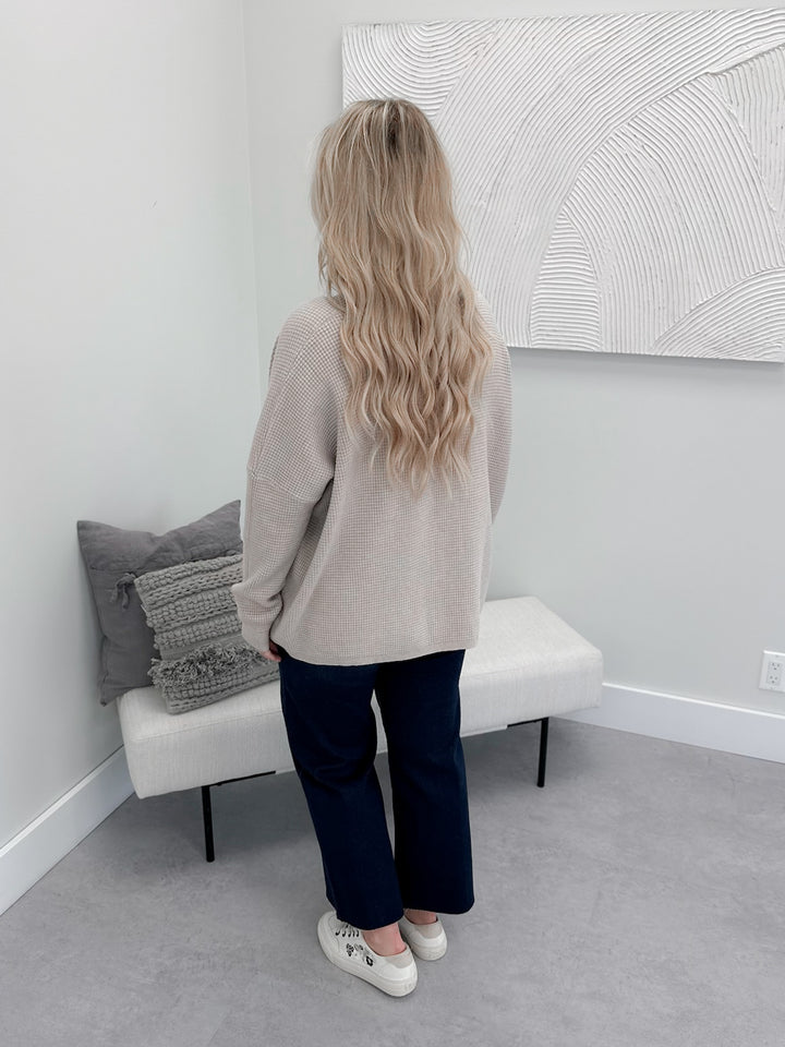 Lake Waffle Sweater in Stone