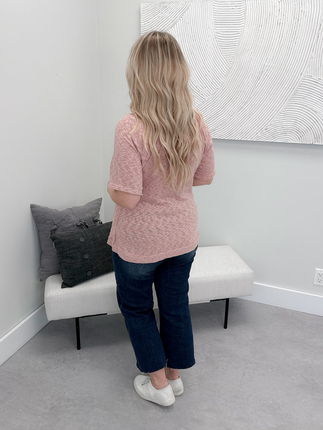 Melange Knit Tee in Blush