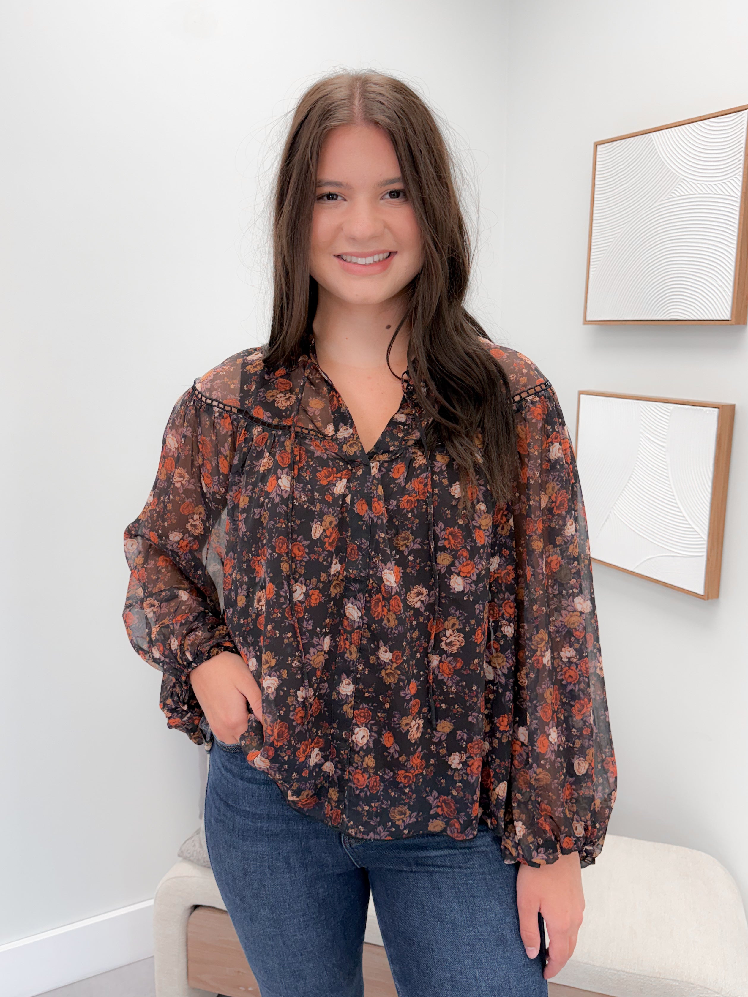 Valley Blouse in Floral Black