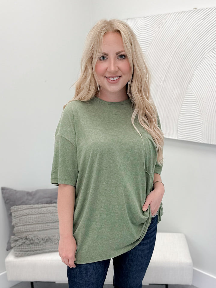 Katrina Pocket Tee in Olive