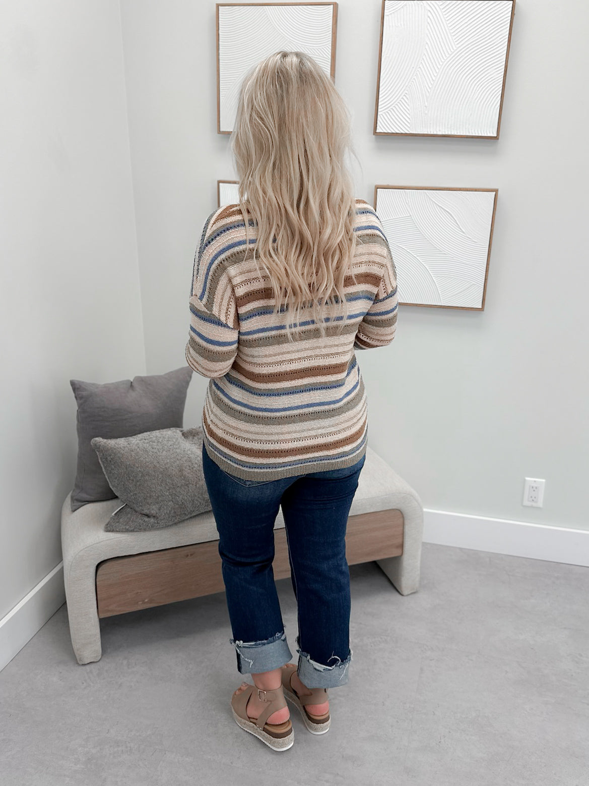 Janine Striped Sweater in Avocado Stripe