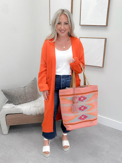 Tanish Carpet Bag in Coral
