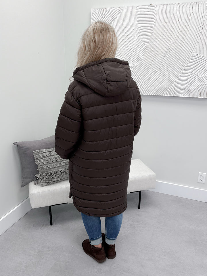 Alpine Puffer Jacket in Choco Torte