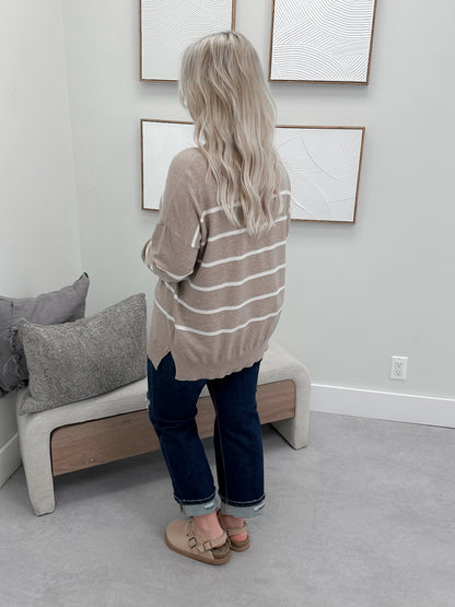 Jeanette Striped Sweater in Mocha