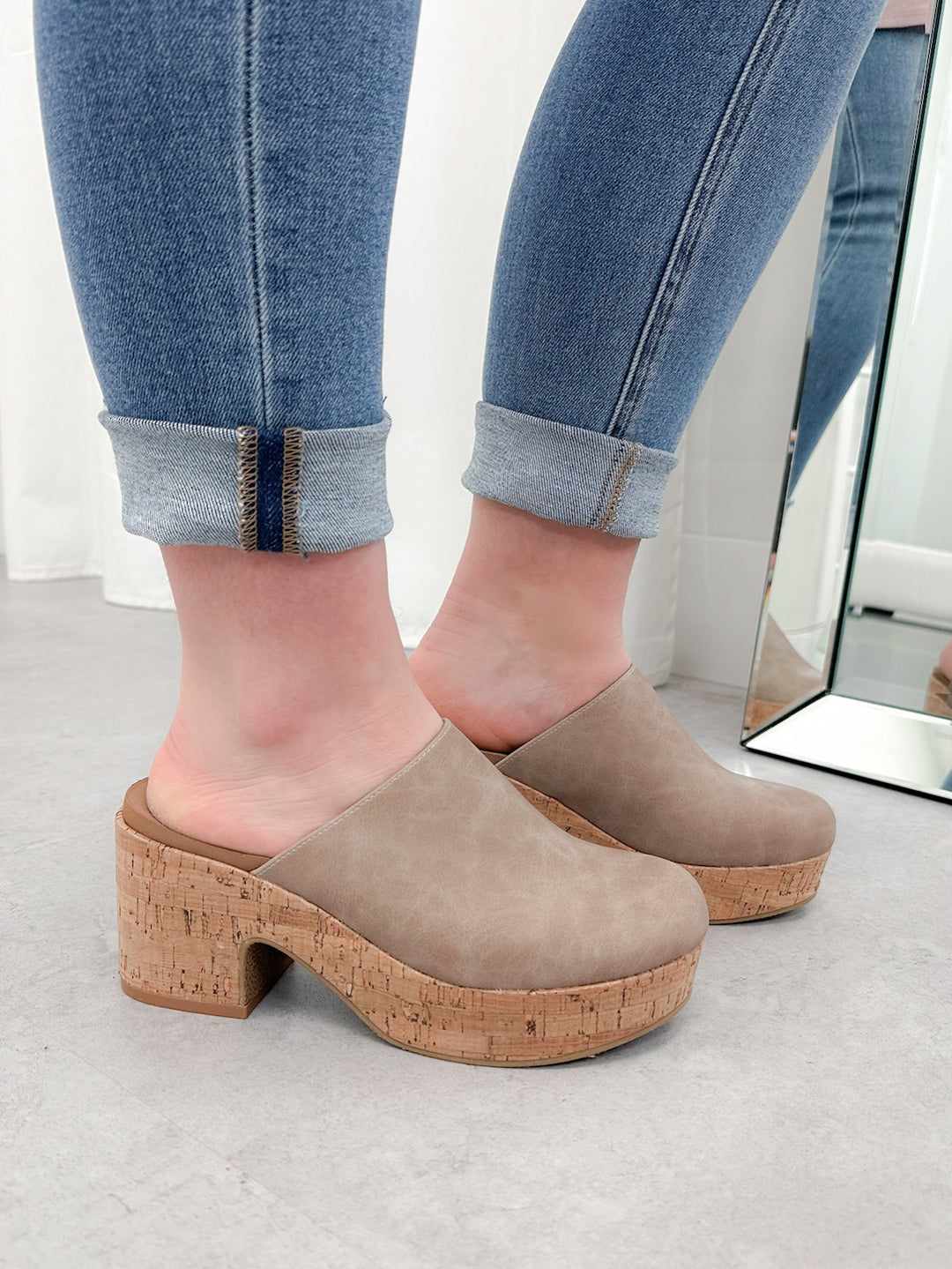 Watch Your Back Clog in Taupe by Corkys