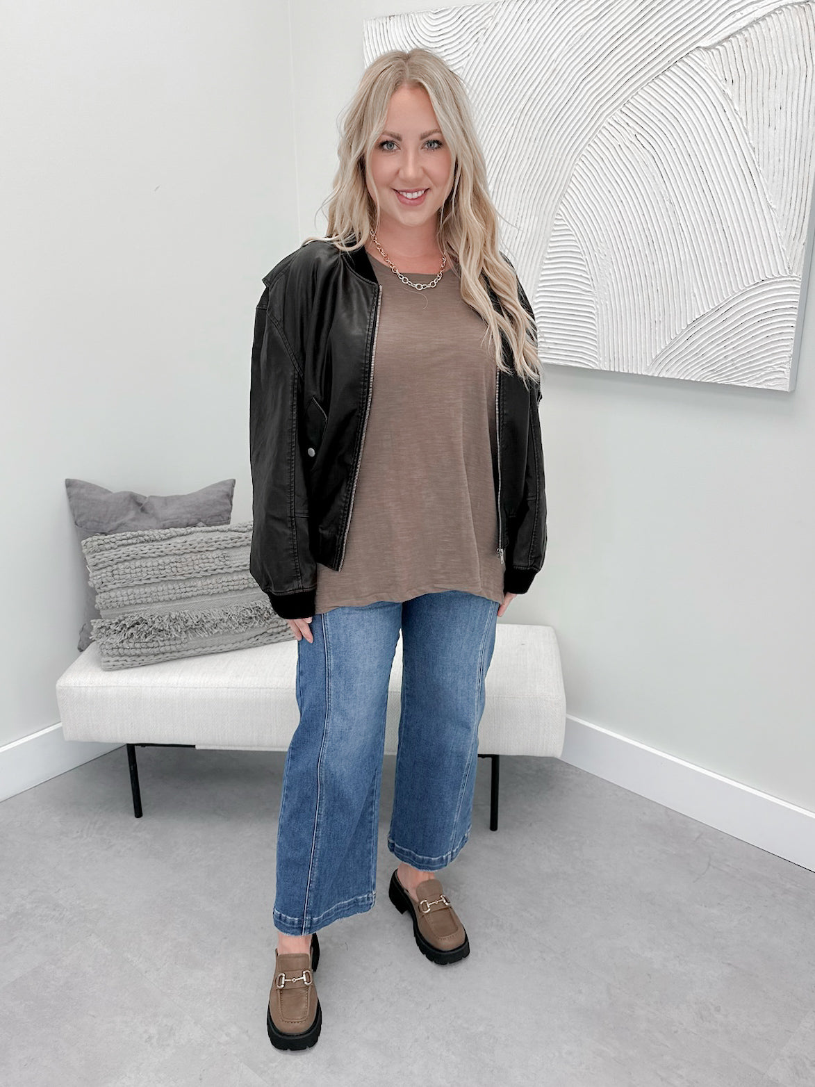 Bridget Bomber Jacket in Brown - 3X