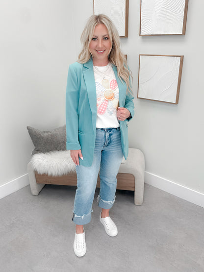 Yours Truly Blazer in Teal