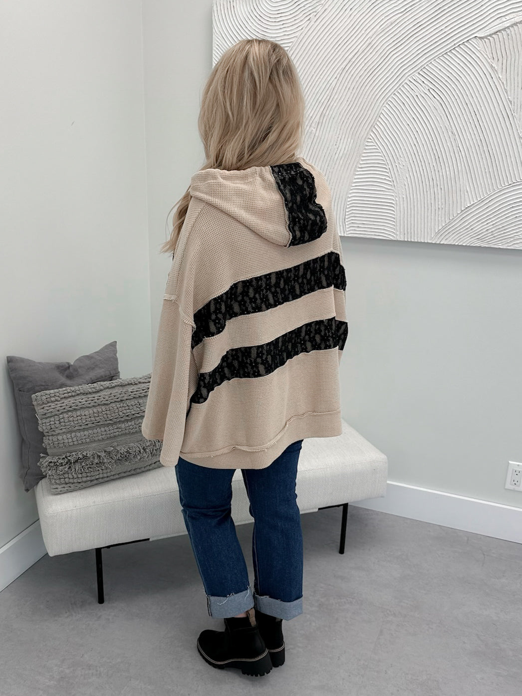 JoJo Waffle Hoodie in Taupe by Pol