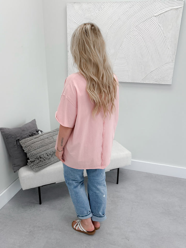 Boyfriend Tee in Pink by Ampersand Avenue