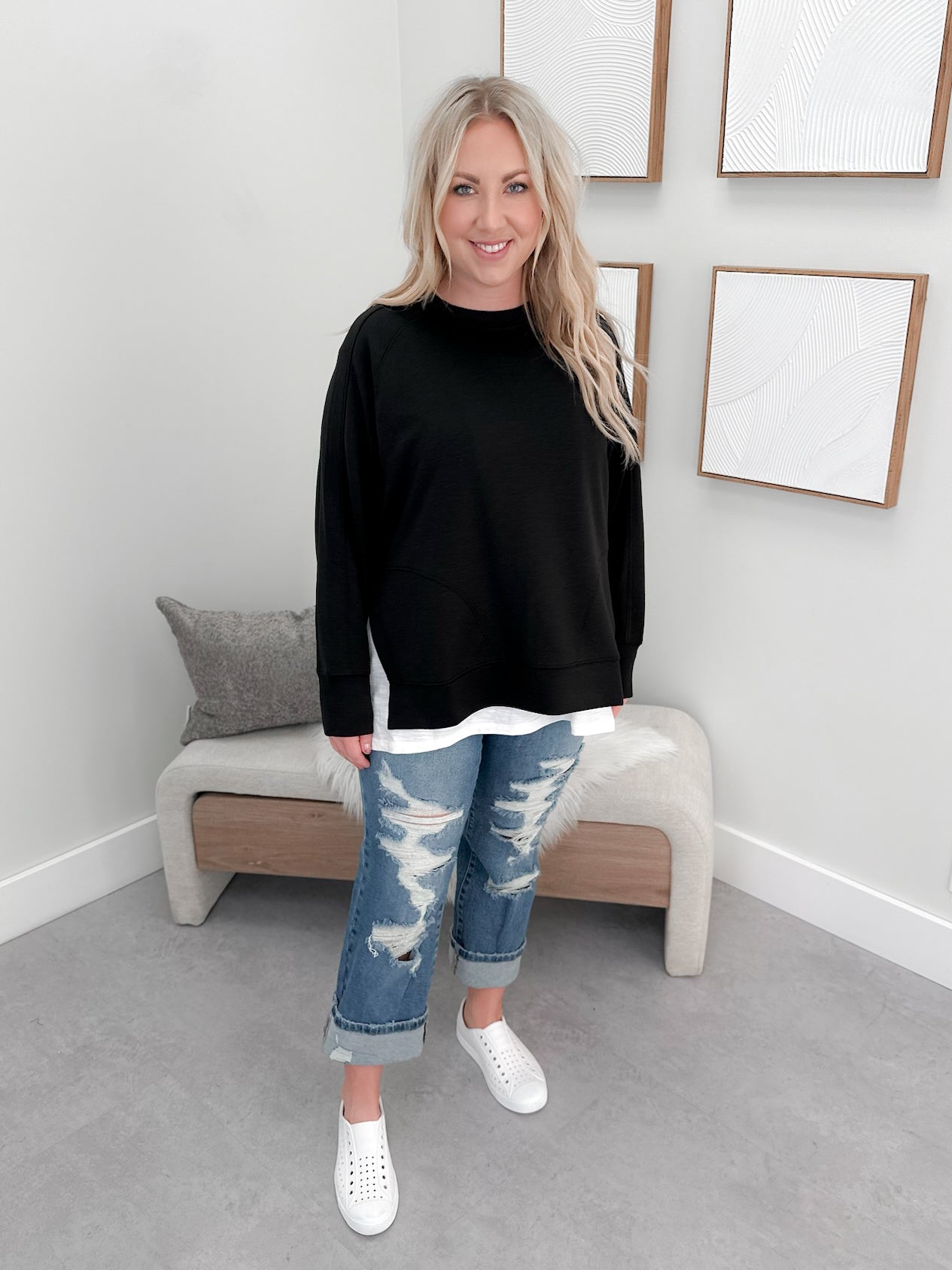 Willow Scuba Pullover in Black