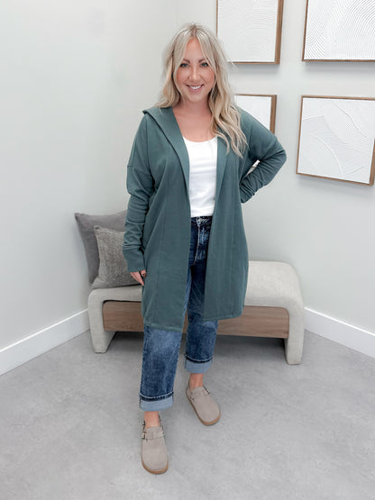 726 Hooded Cardigan in Juniper by Twenty Nine the Label