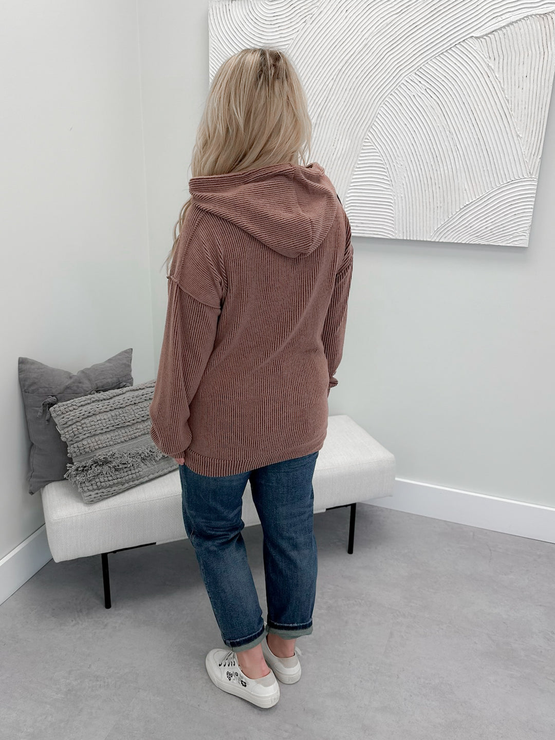 Woodland Ribbed Hoodie in Rootbeer