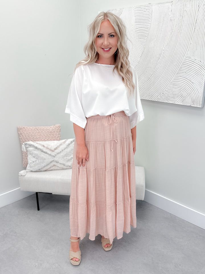 Sicily Tiered Skirt in Blush