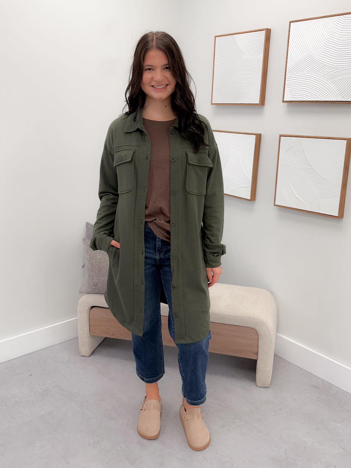 501 Shacket in Olive by Twenty Nine the Label