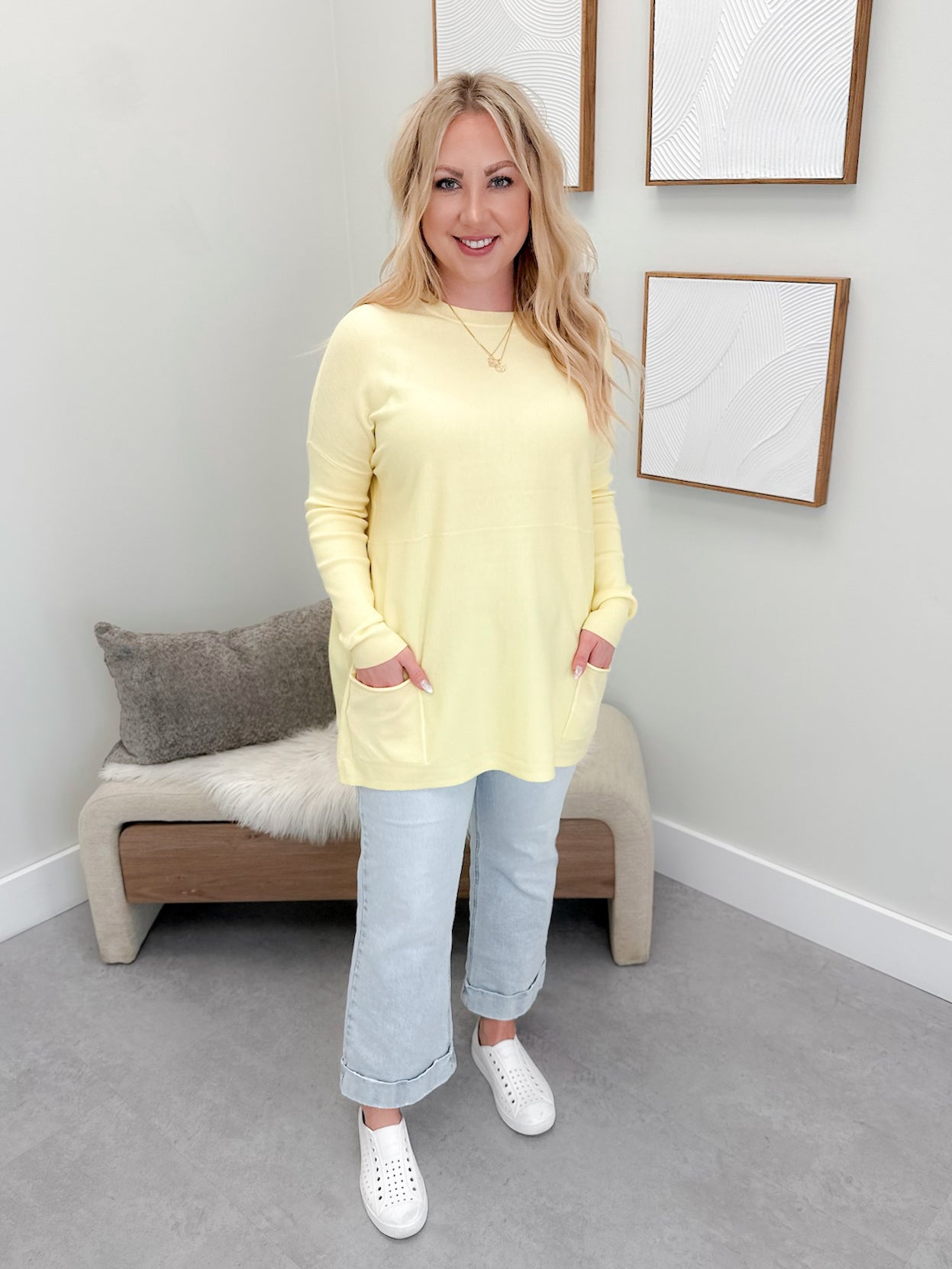 229 Pocket Sweater in Lemon by Twenty Nine The Label