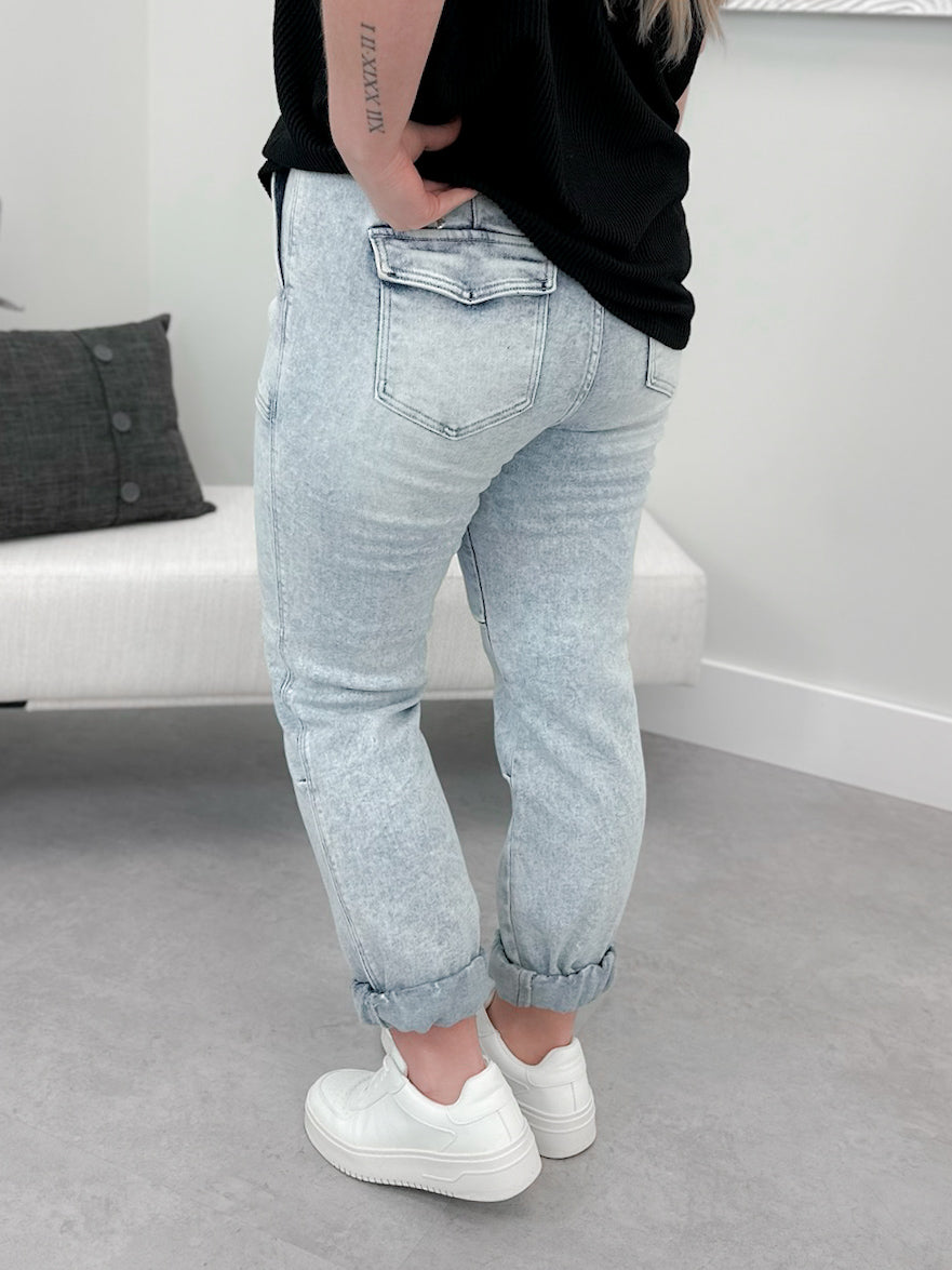 Indy Ankle Jogger Jeans in Light Acid by Risen