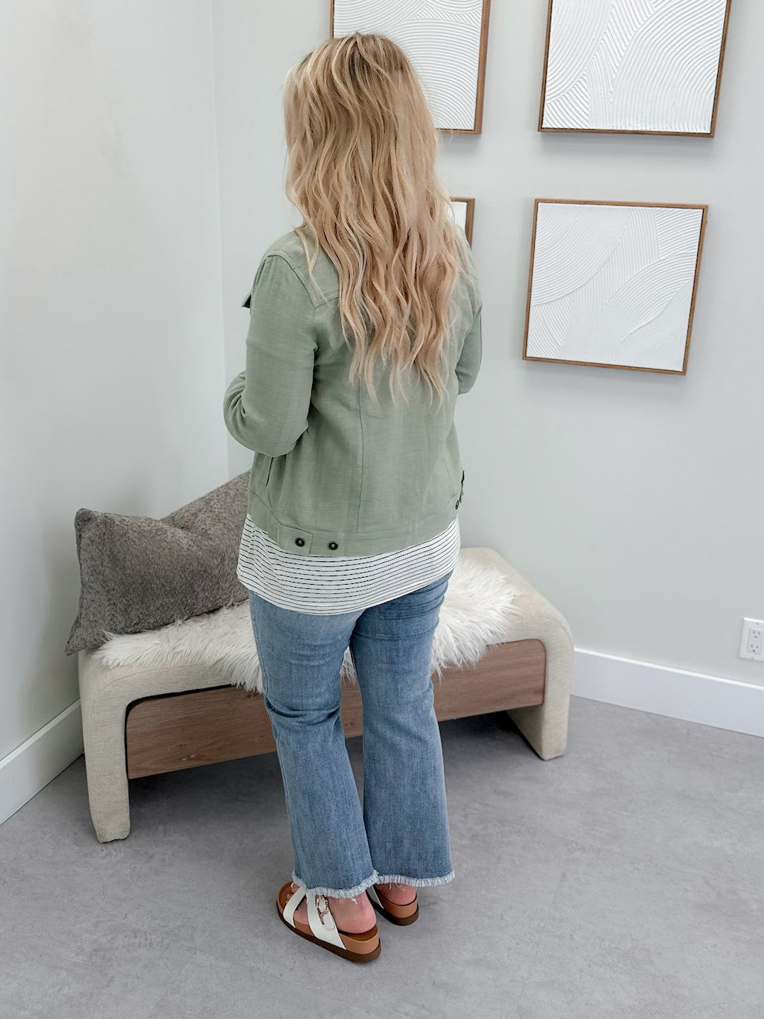 Lark Linen Blend Jacket in Sage