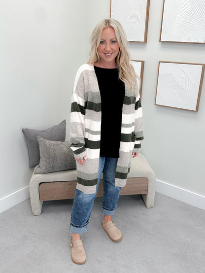 Westward Cardigan in Olive Stripe