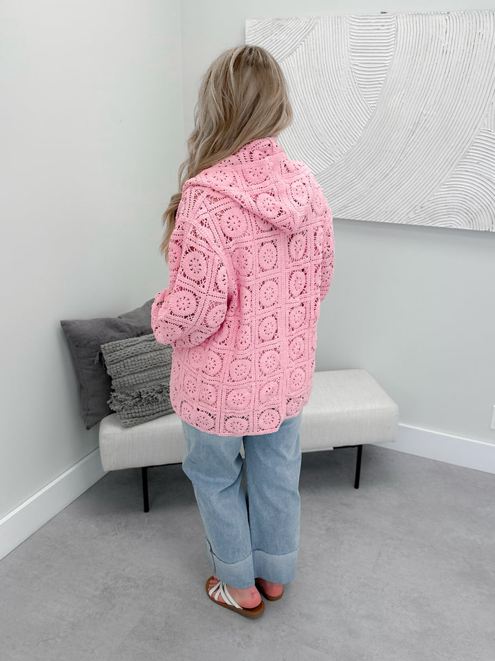 Bop Crochet Cardi in Pink by Pol