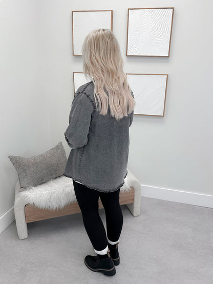 Jules Denim Button Up in Washed Black