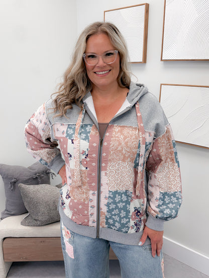 Ruby Quilted Hoodie in Grey