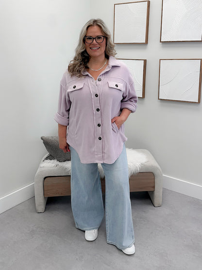 Skyler Fleece Shacket in Lilac