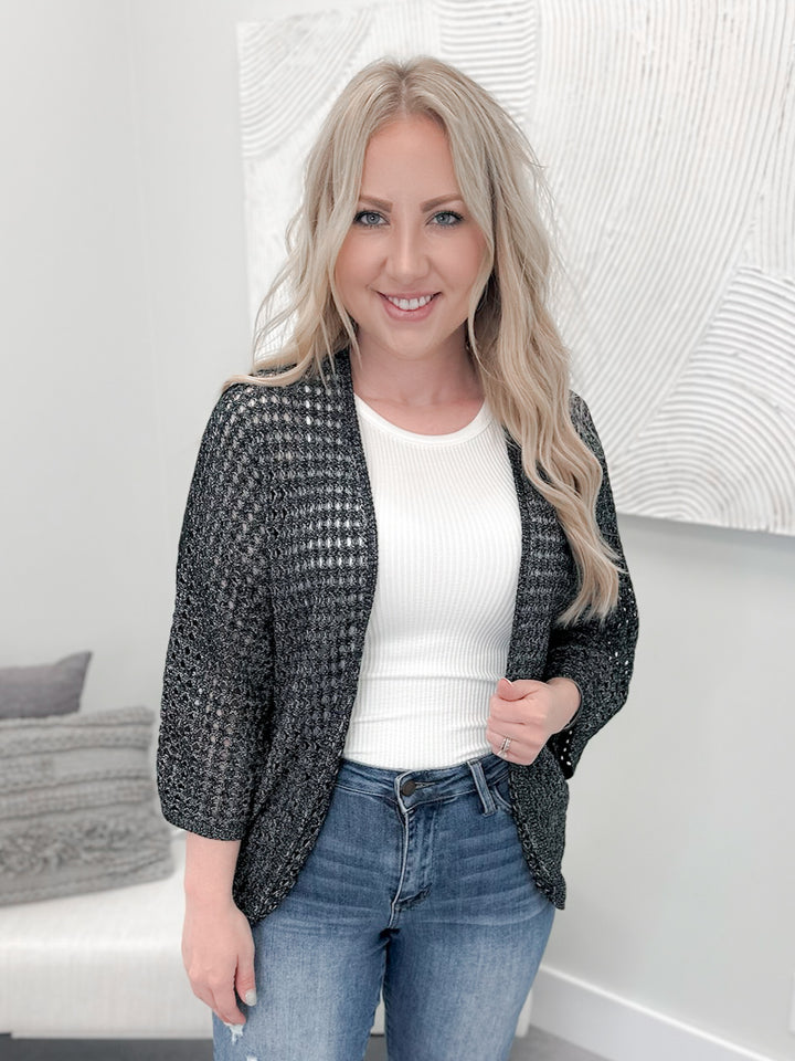 Springtime Cocoon Cardi in Salt & Pepper by Grace & Lace