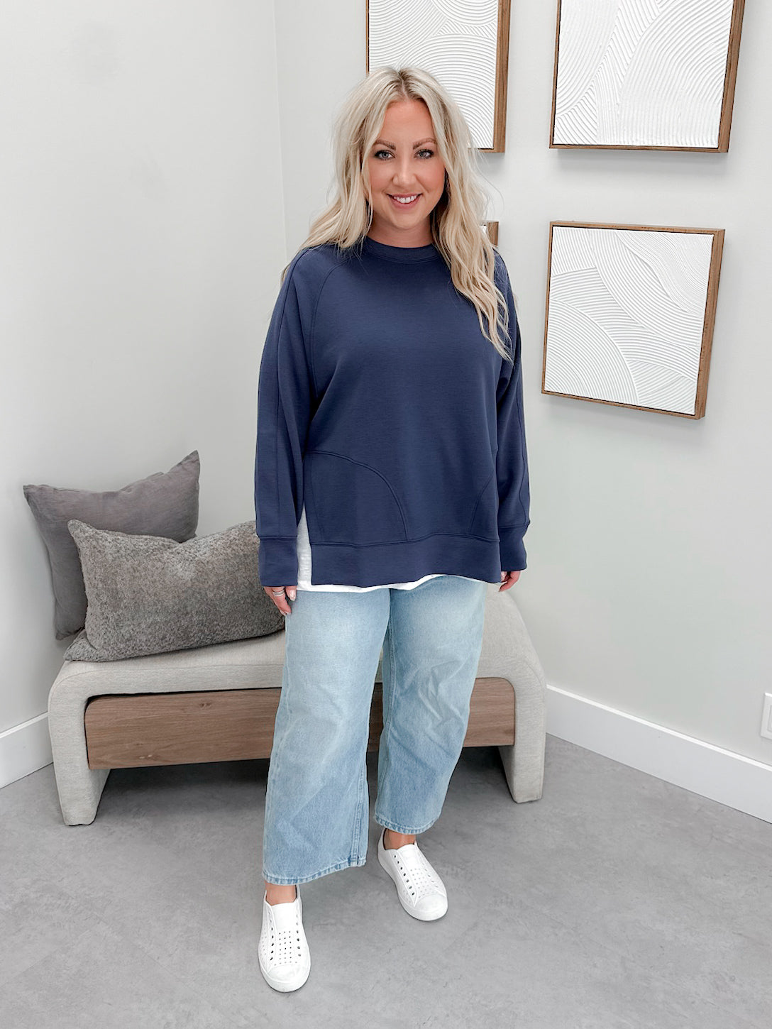 Willow Scuba Pullover in Blue