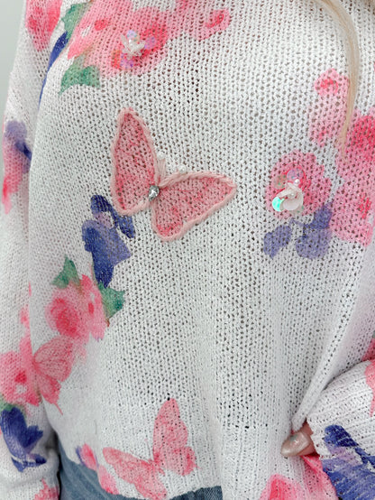 Meadow Sweater in Mixed Pink