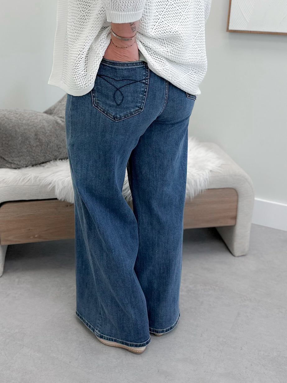 Burnett High Waist Pallazzo Jeans By Judy Blue