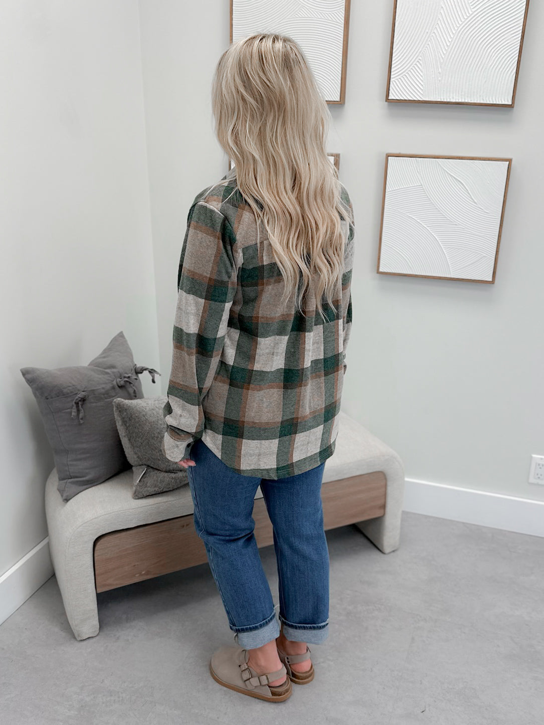 Briar Shacket in Emerald Plaid