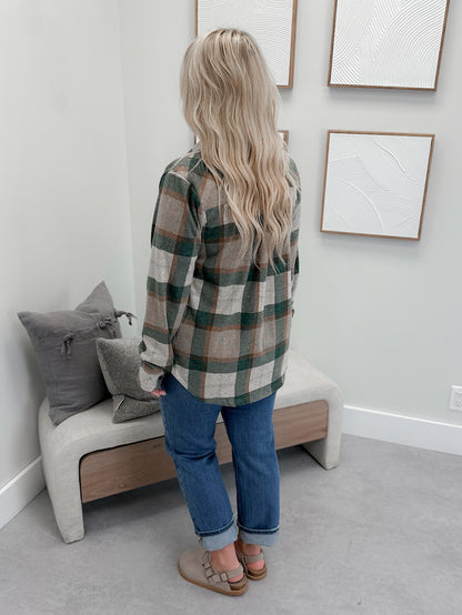 Briar Shacket in Emerald Plaid