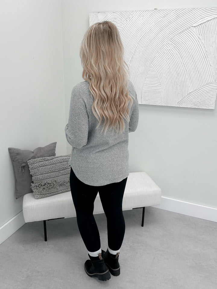 Maribelle Waffle Long Sleeve in Grey
