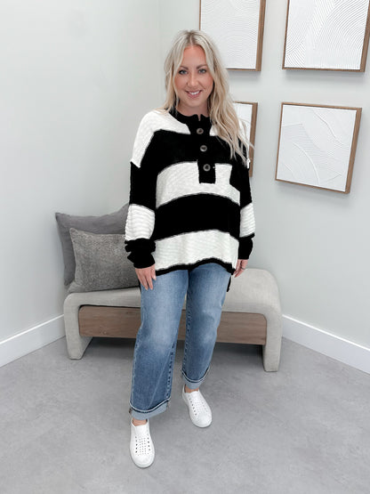 Colby Sweater in Black Stripe
