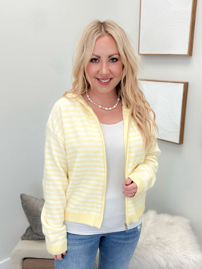 Sarah Cardigan in Striped Butter
