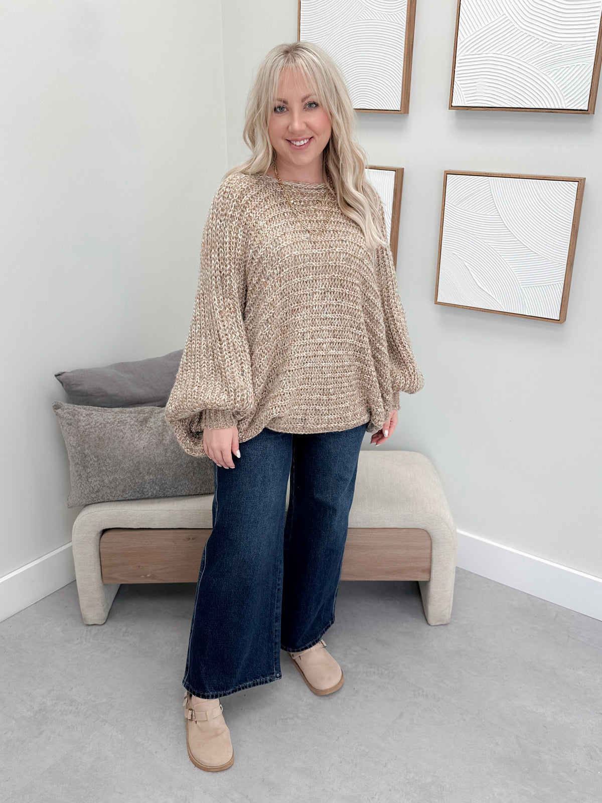 Kimball Cocoon Sweater in Shimmer Latte