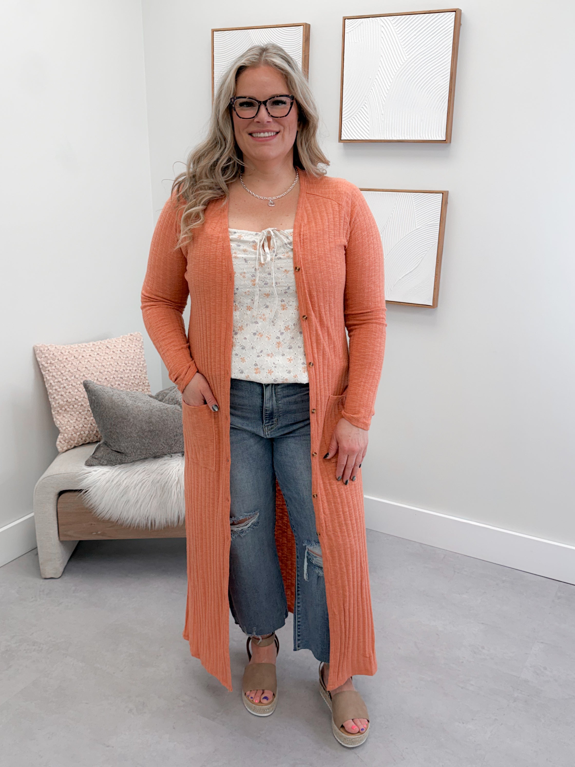 Heaven Long Cardi in Sunset