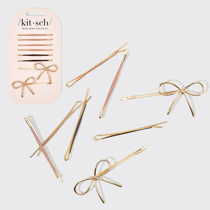Metal Enamel Cloud & Bow Bobby Pins Set by Kitcsh