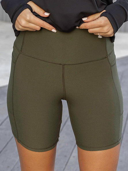 7" Daily Pocket Biker Shorts in Olive by Grace & Lace