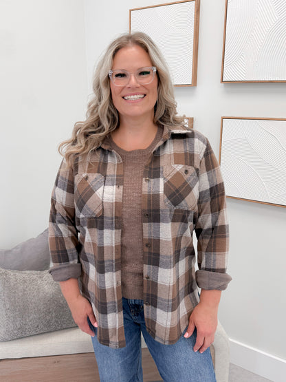 Briar Shacket in Brown Plaid